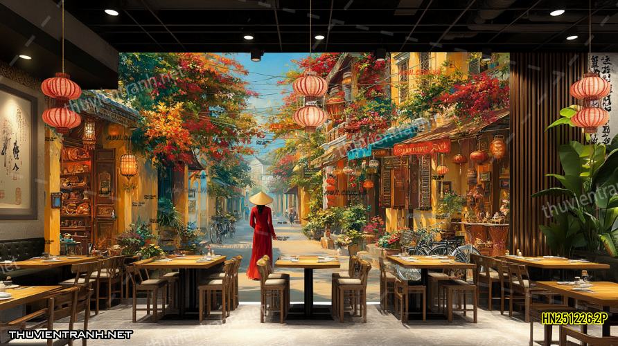Tranh dán tường Phố cổ Hà Nội, Phố xưa - -HN251226-2P - Tranh tường chất lượng cao